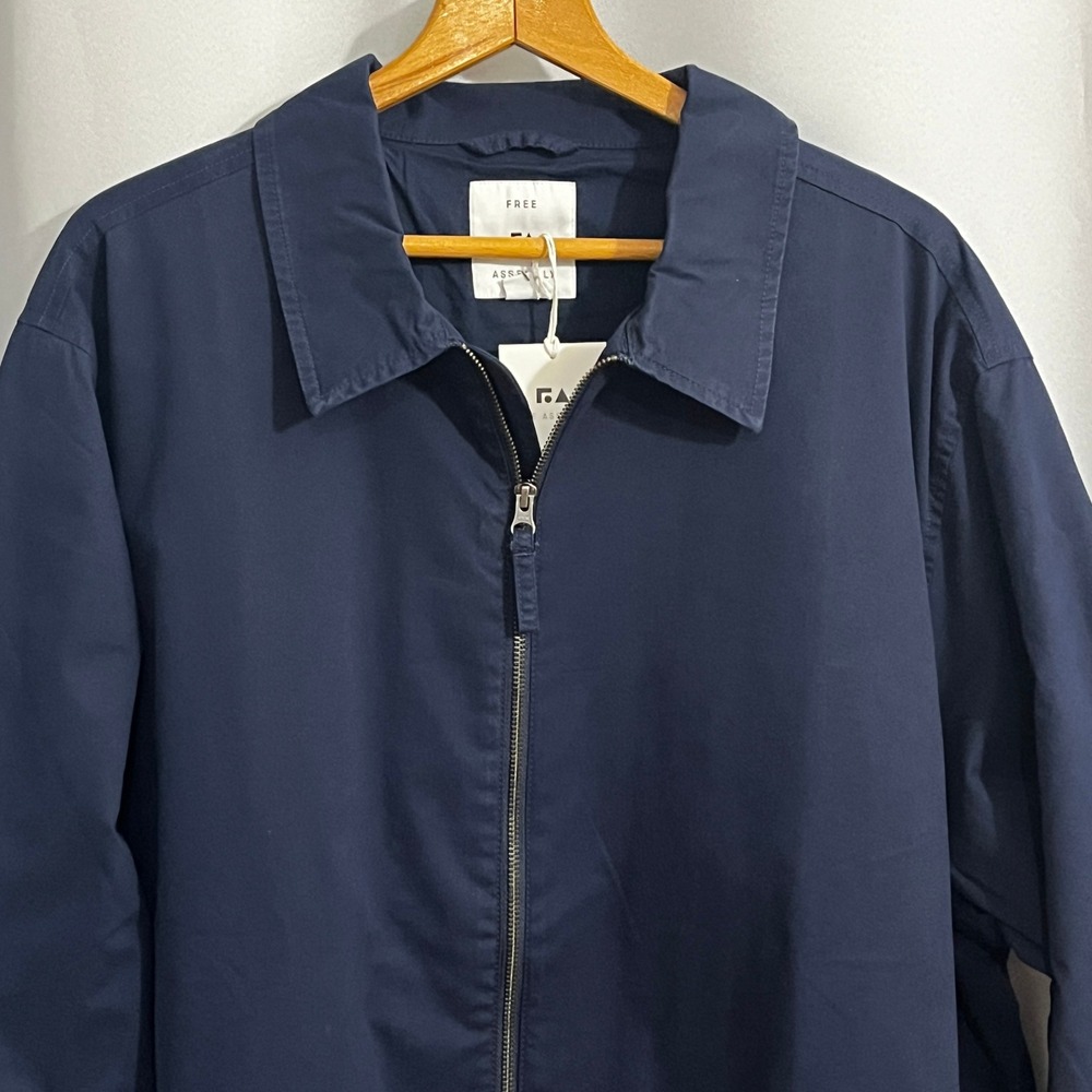Free Assembly Coach Jacket Men 3XL Navy Blue Cotton Stretch Coastal Preppy - Picture 7 of 15